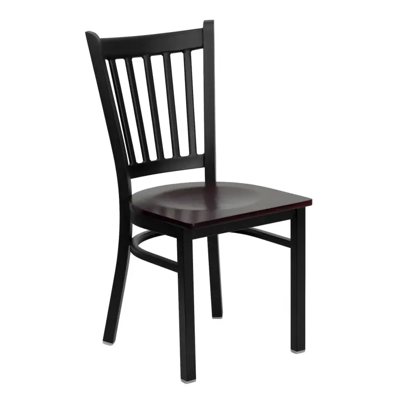 Emma and Oliver Black Vertical Back Metal Restaurant Dining Chair - Image 6