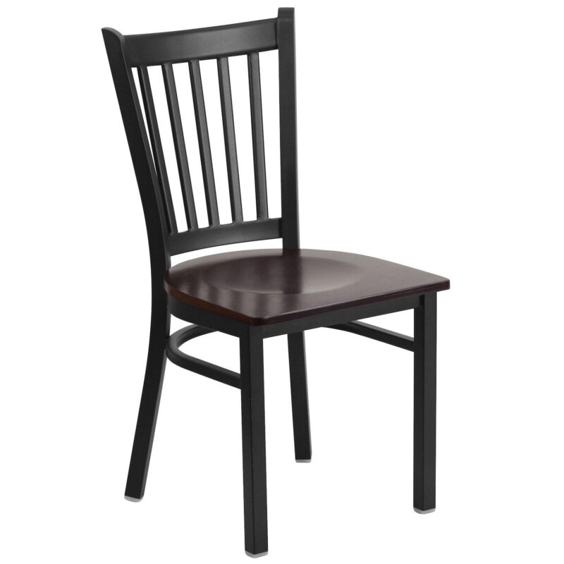 Emma and Oliver Black Vertical Back Metal Restaurant Dining Chair - Image 8