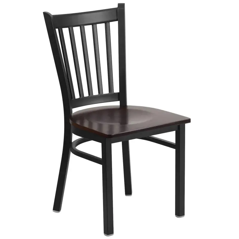 Emma and Oliver Black Vertical Back Metal Restaurant Dining Chair - Image 8