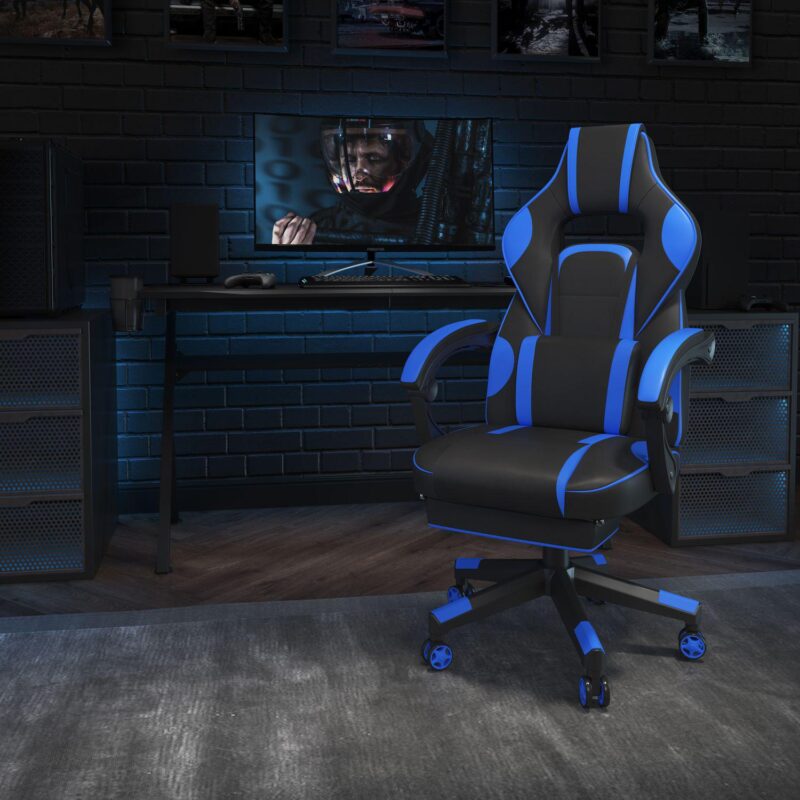 Emma and Oliver Black Ergonomic Gaming Chair -Recline Back/Arms, Footrest, Massaging Lumbar - Image 2