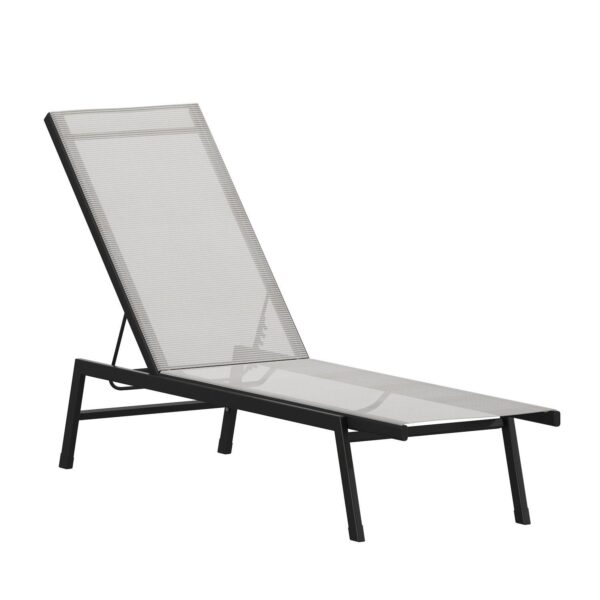 Emma and Oliver Braelin Textilene Adjustable 5 Position Patio Chaise Lounge and Metal Frame