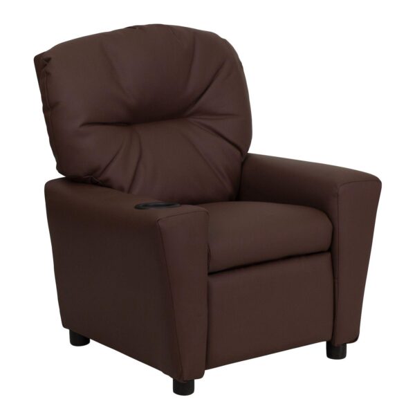 Emma and Oliver Contemporary Kids Recliner with Cup Holder