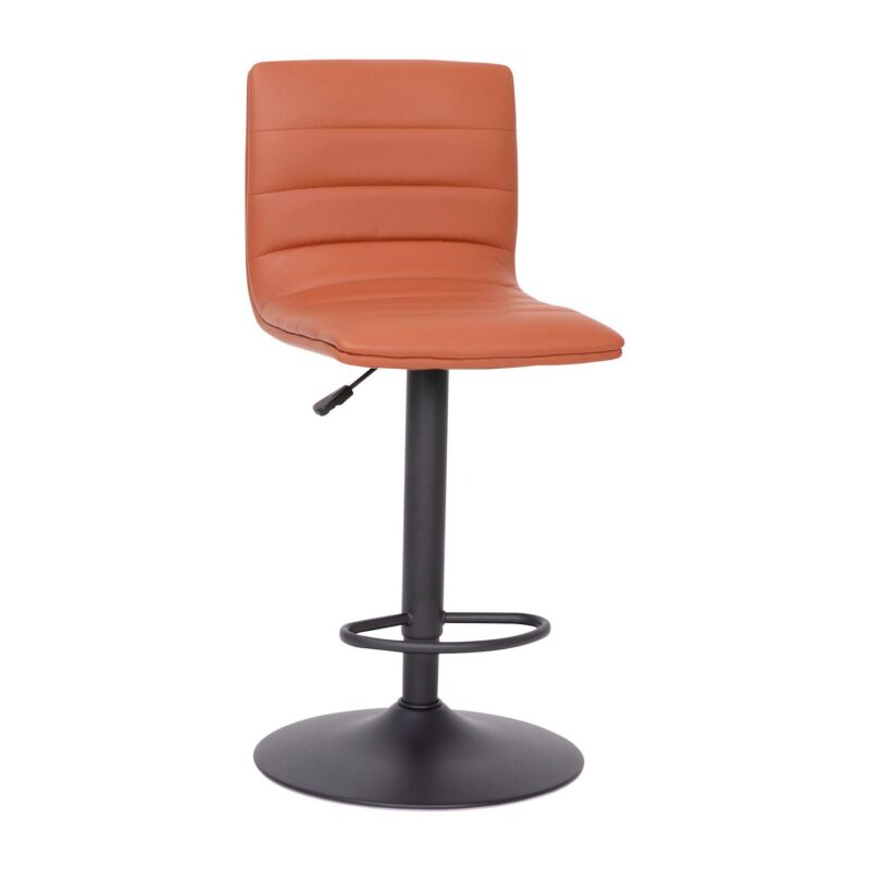 Emma and Oliver Coti Modern Channel Tufted Upholstered Height Adjustable Mid-Back Stool and Pedestal Base with Footrest - Image 15