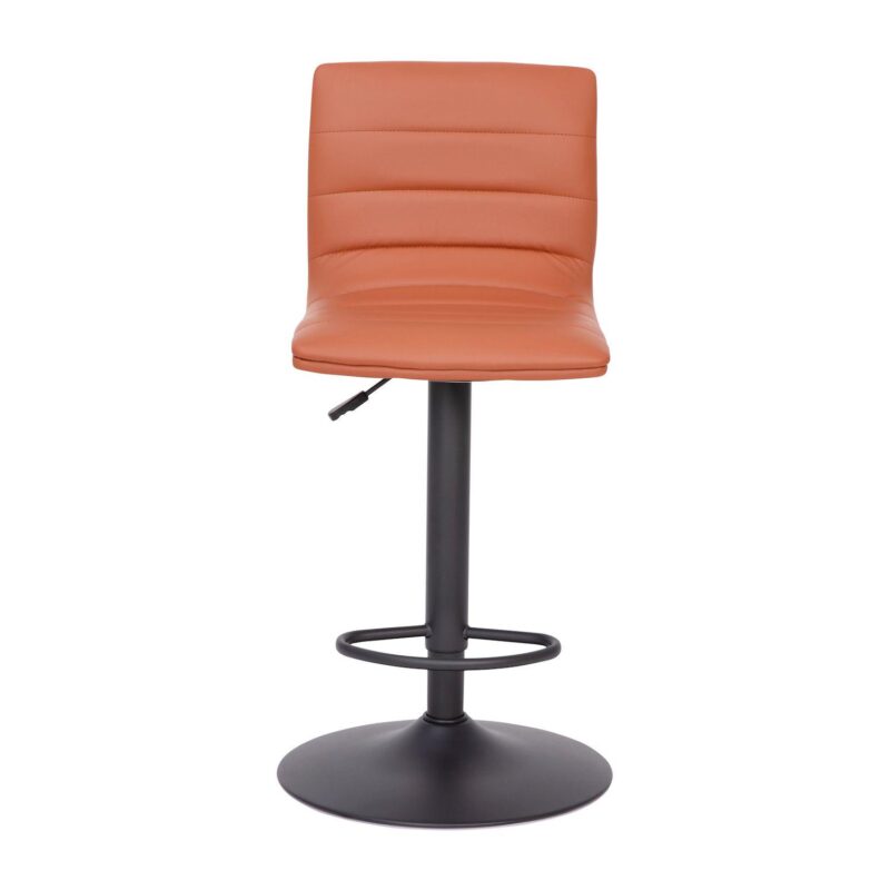 Emma and Oliver Coti Modern Channel Tufted Upholstered Height Adjustable Mid-Back Stool and Pedestal Base with Footrest - Image 4