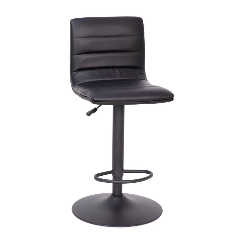 Emma and Oliver Coti Modern Channel Tufted Upholstered Height Adjustable Mid-Back Stool and Pedestal Base with Footrest - Image 17