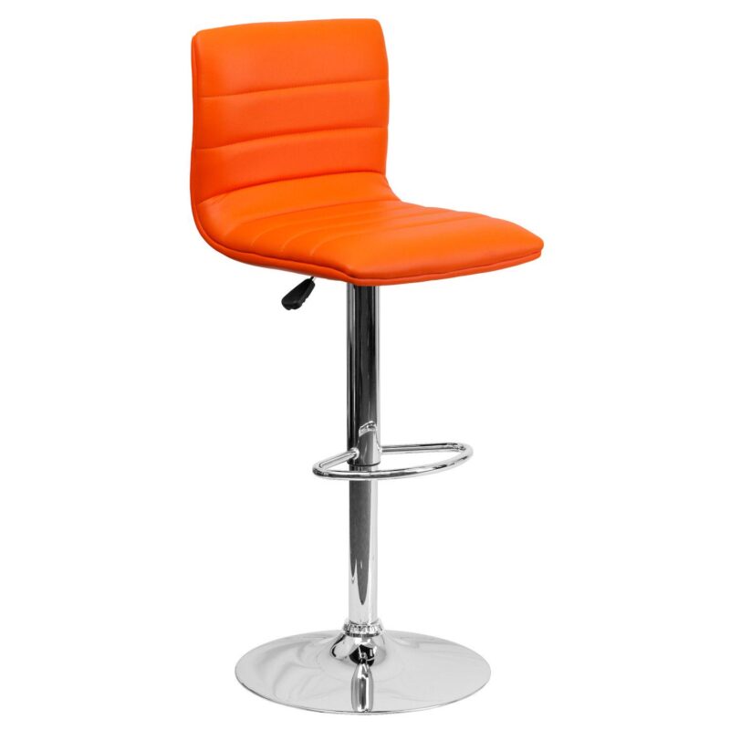 Emma and Oliver Coti Modern Channel Tufted Upholstered Height Adjustable Mid-Back Stool and Pedestal Base with Footrest - Image 12
