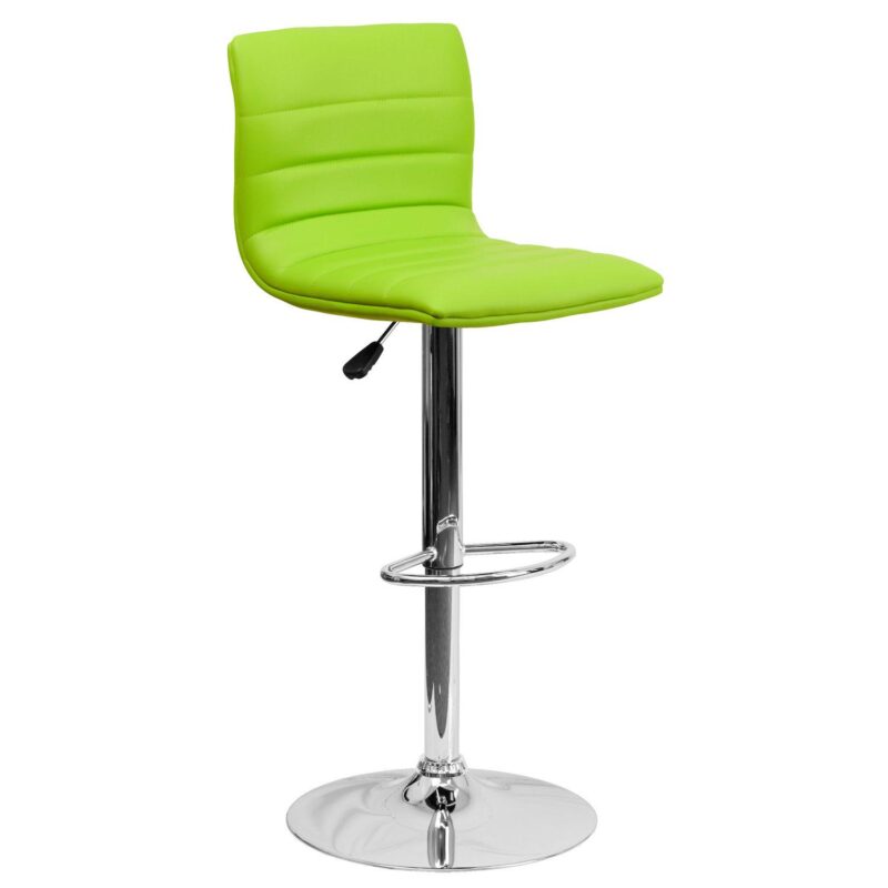 Emma and Oliver Coti Modern Channel Tufted Upholstered Height Adjustable Mid-Back Stool and Pedestal Base with Footrest - Image 10