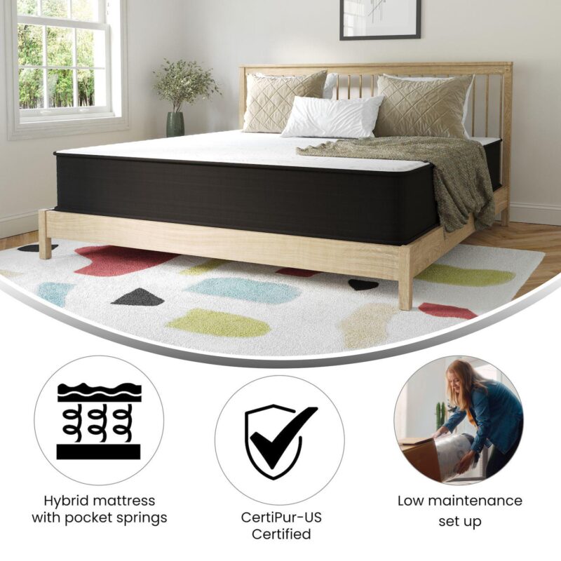 Emma and Oliver Drift 12 Inch Hybrid Foam and Pocket Spring Mattress, Mattress in a Box - Image 4