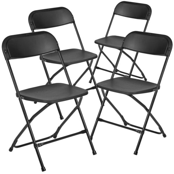 Emma and Oliver Folding Chair - Black Plastic - 4 Pack 650LB Weight Capacity Comfortable Event Chair - Lightweight Folding Chair