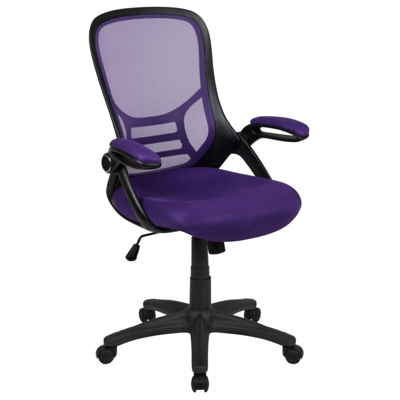 Emma and Oliver High Back Light Gray Mesh Ergonomic Office Chair w/ Black Frame and Flip-up Arms - Image 6