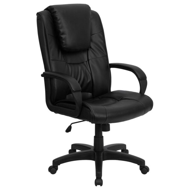 Emma and Oliver High Back Black LeatherSoft Oversized Headrest Executive Swivel Office Chair