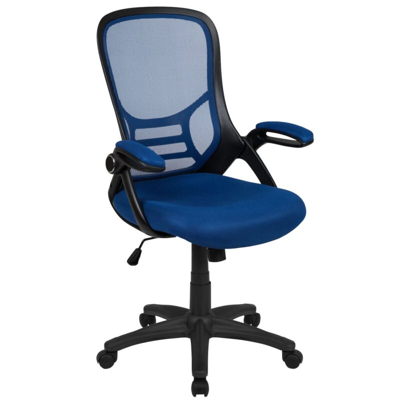 Emma and Oliver High Back Light Gray Mesh Ergonomic Office Chair w/ Black Frame and Flip-up Arms - Image 8