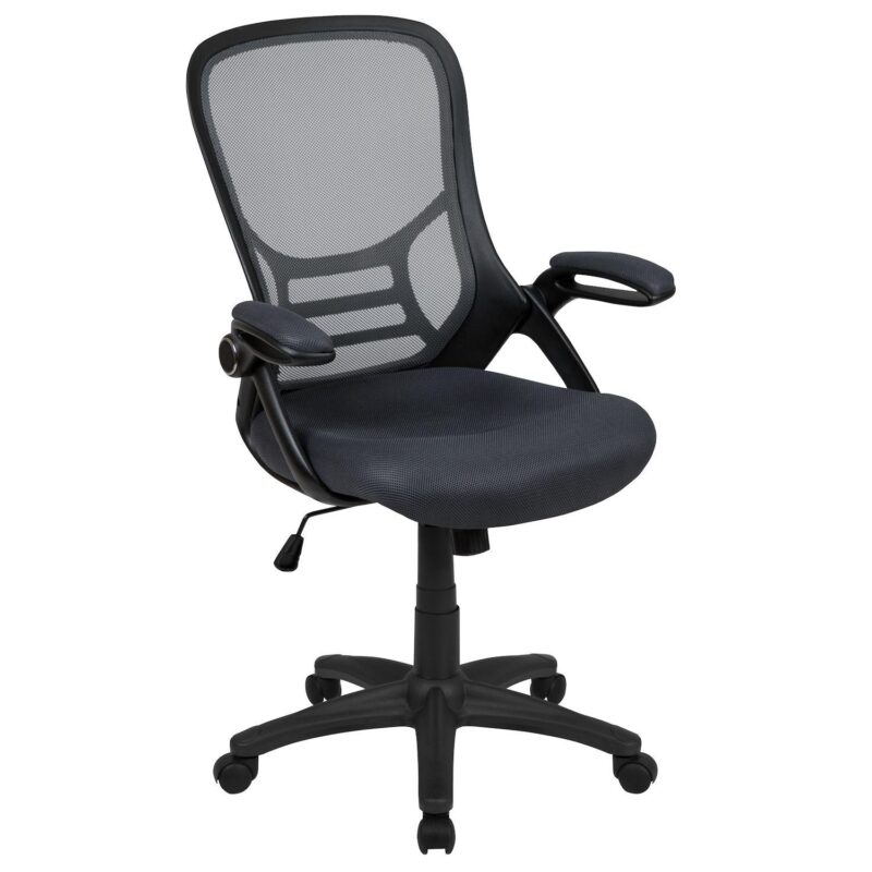 Emma and Oliver High Back Light Gray Mesh Ergonomic Office Chair w/ Black Frame and Flip-up Arms - Image 7