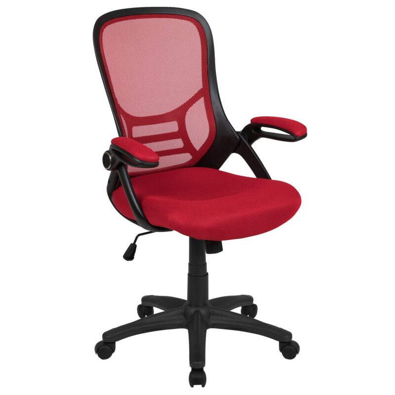 Emma and Oliver High Back Light Gray Mesh Ergonomic Office Chair w/ Black Frame and Flip-up Arms - Image 11