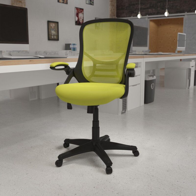 Emma and Oliver High Back Light Gray Mesh Ergonomic Office Chair w/ Black Frame and Flip-up Arms - Image 2