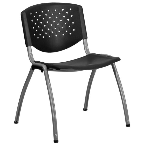 Emma and Oliver Home and Office Plastic Stack Chair with Perforated Back - Guest Chair