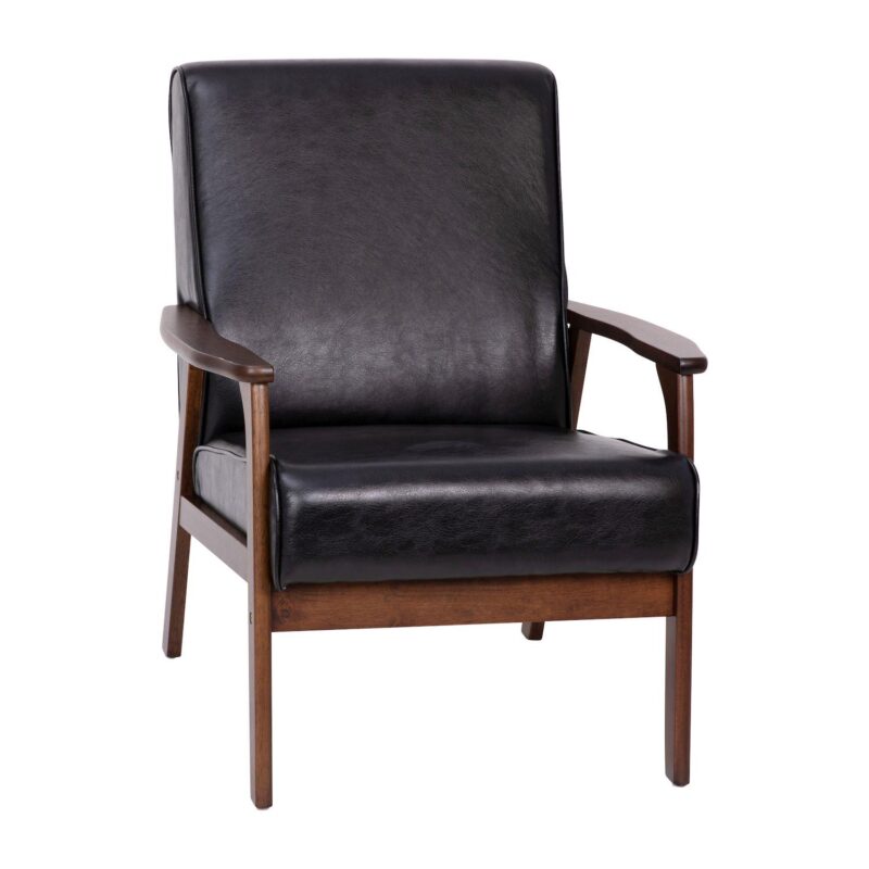 Emma and Oliver Langmore Upholstered Mid-Century Modern Arm Chair with Wood Frame - Image 6