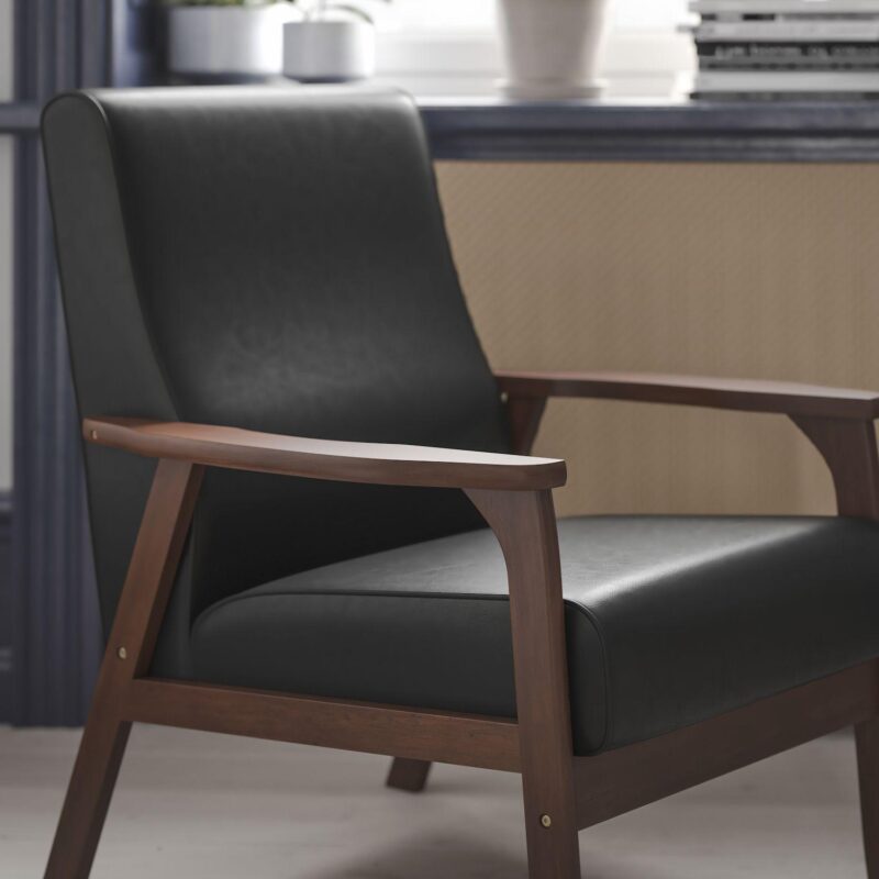 Emma and Oliver Langmore Upholstered Mid-Century Modern Arm Chair with Wood Frame - Image 3
