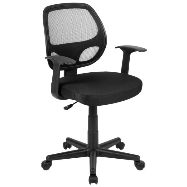 Emma and Oliver Mid-Back Black Mesh Swivel Ergonomic Task Office Chair - Arms, BIFMA Certified