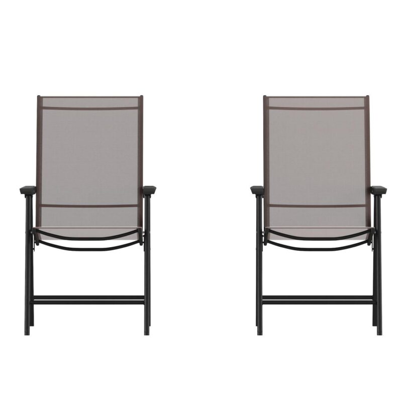 Emma and Oliver Outdoor Folding Patio Sling Chair / Portable Chair (2 Pack) - Image 6