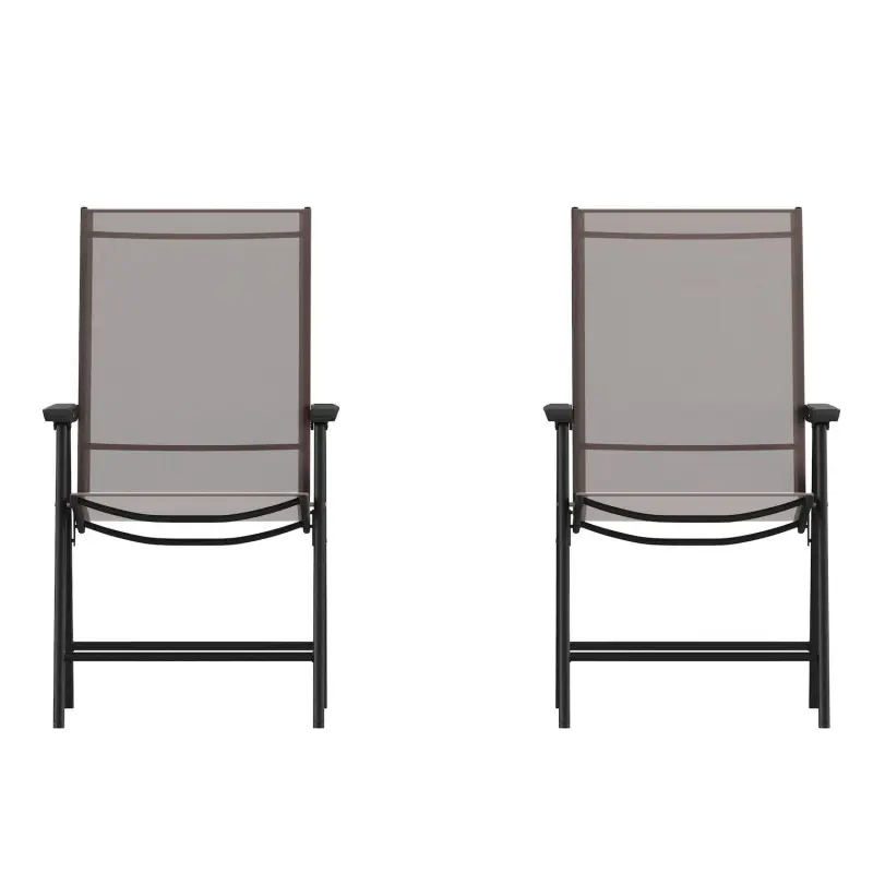 Emma and Oliver Outdoor Folding Patio Sling Chair / Portable Chair (2 Pack) - Image 6