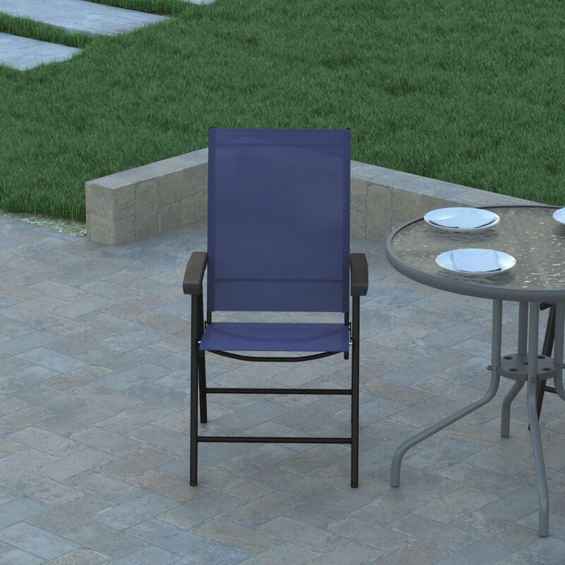 Emma and Oliver Outdoor Folding Patio Sling Chair / Portable Chair (2 Pack) - Image 3