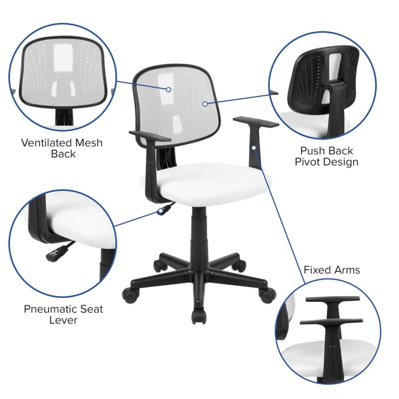 Emma and Oliver Pivot Back Gray Mesh Swivel Task Office Chair with Arms, BIFMA Certified - Image 3