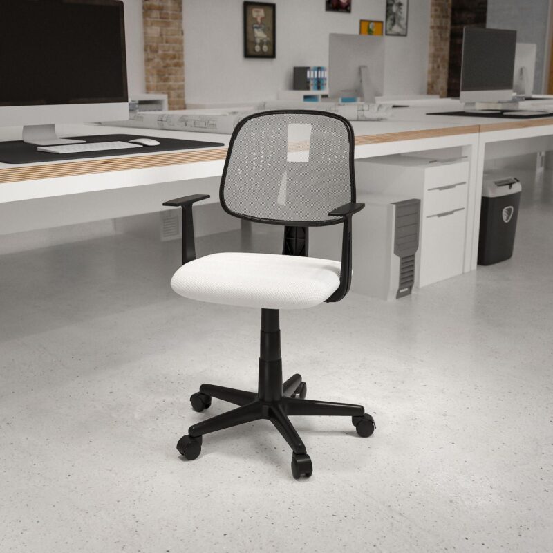 Emma and Oliver Pivot Back Gray Mesh Swivel Task Office Chair with Arms, BIFMA Certified - Image 2