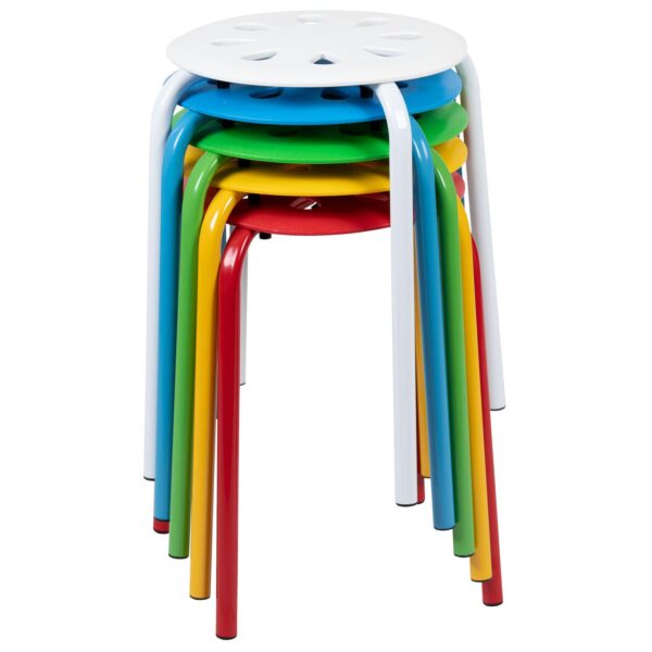 Emma and Oliver Plastic Nesting Stack Stools-School/Home, 17.5 Height, Assorted Colors (5 Pack)