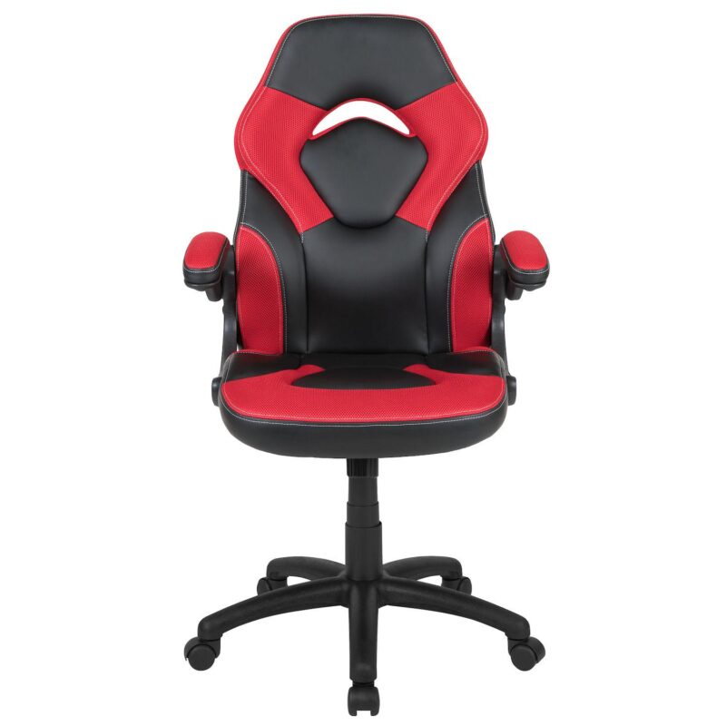 Emma and Oliver Z100 Gaming Racing PC Chair with Flip-up Arms, Red/Black LeatherSoft - Image 4