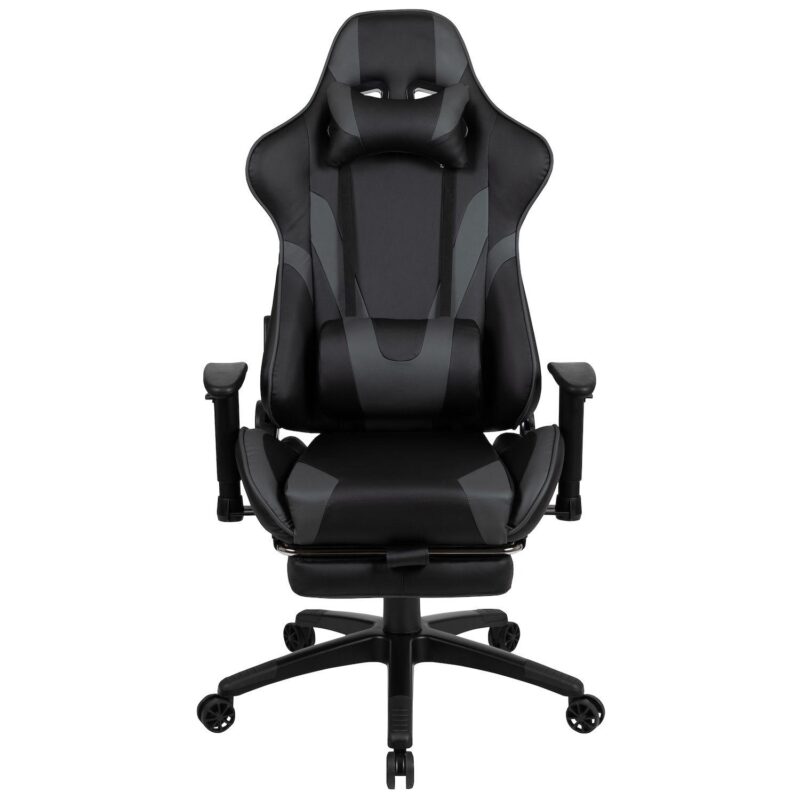 Emma and Oliver Z300 Gaming Chair Racing Office Ergonomic Computer Chair with Fully Reclining Back and Slide-Out Footrest in Blue LeatherSoft - Image 4