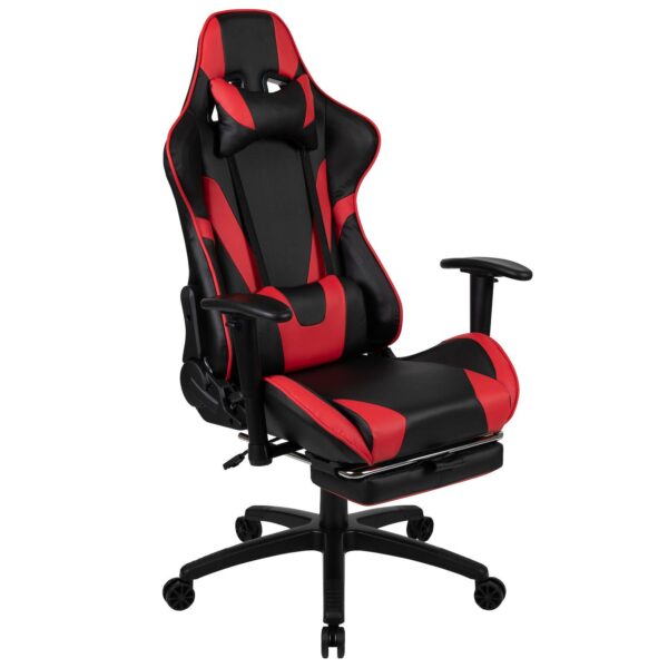 Emma and Oliver Z300 Gaming Chair Racing Office Ergonomic Computer Chair with Fully Reclining Back and Slide-Out Footrest in Blue LeatherSoft