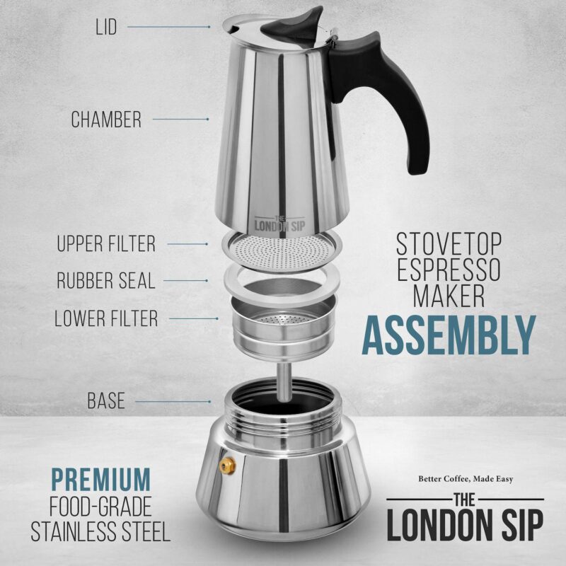 Escali London Sip 10-Cup Stainless Steel Espresso Maker - Image 2