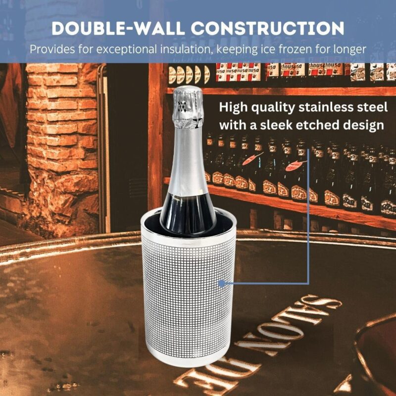 Etched Stainless Steel Double Wall Wine Cooler - Image 2