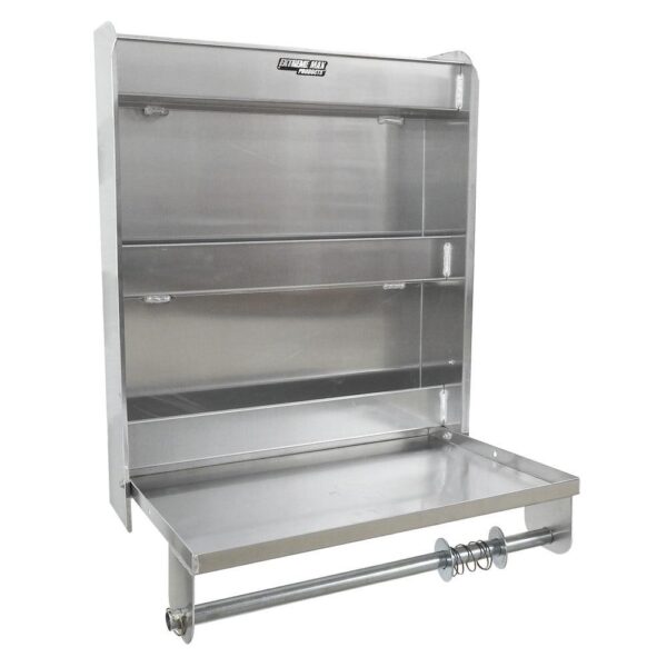 Extreme Max 5001.6049 Aluminum Work Station Storage Cabinet Flip-Out Work Tray with Paper Towel Rack Organizer for Enclosed Race Trailer Shop Garage Storage