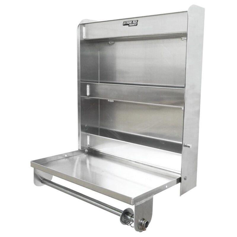 Extreme Max 5001.6049 Aluminum Work Station Storage Cabinet Flip-Out Work Tray with Paper Towel Rack Organizer for Enclosed Race Trailer Shop Garage Storage - Image 10