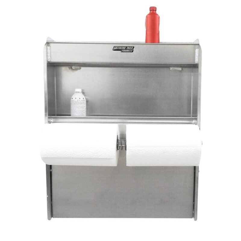 Extreme Max 5001.6049 Aluminum Work Station Storage Cabinet Flip-Out Work Tray with Paper Towel Rack Organizer for Enclosed Race Trailer Shop Garage Storage - Image 7