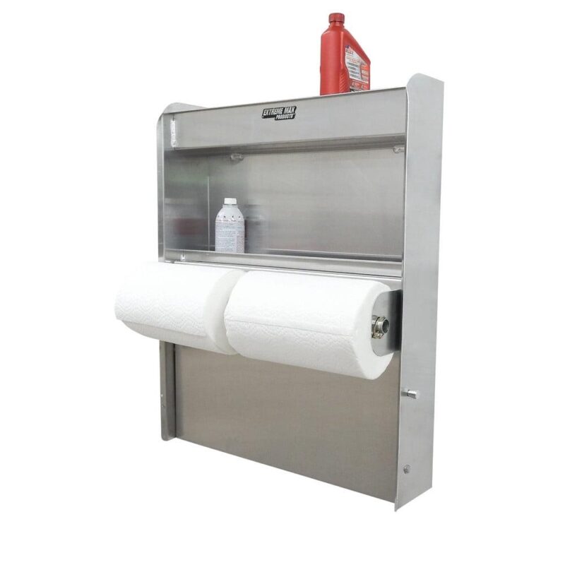 Extreme Max 5001.6049 Aluminum Work Station Storage Cabinet Flip-Out Work Tray with Paper Towel Rack Organizer for Enclosed Race Trailer Shop Garage Storage - Image 9