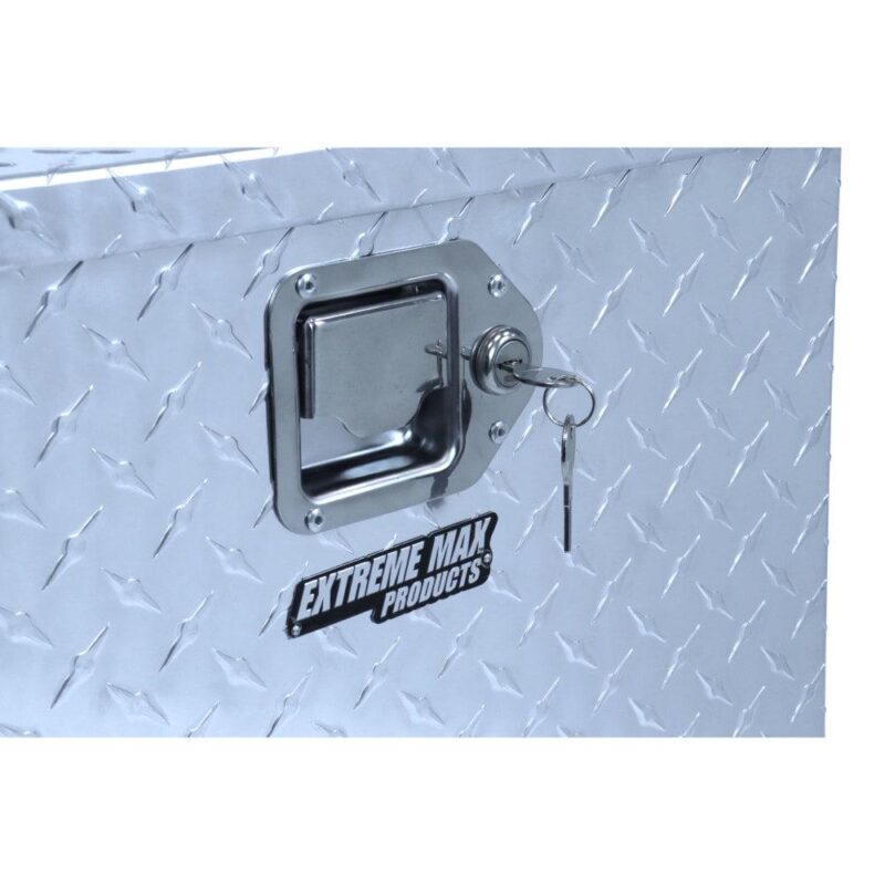 Extreme Max 5001.6097 Aluminum Diamond-Plate Trailer Tongue Locking Storage Box for Utility and Sport Trailers - Image 3