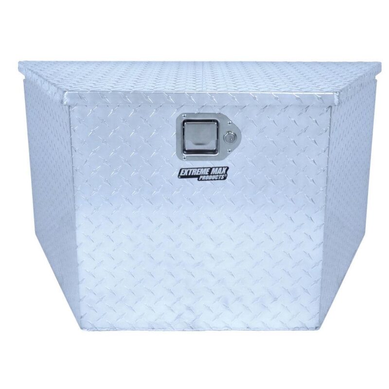 Extreme Max 5001.6097 Aluminum Diamond-Plate Trailer Tongue Locking Storage Box for Utility and Sport Trailers - Image 2