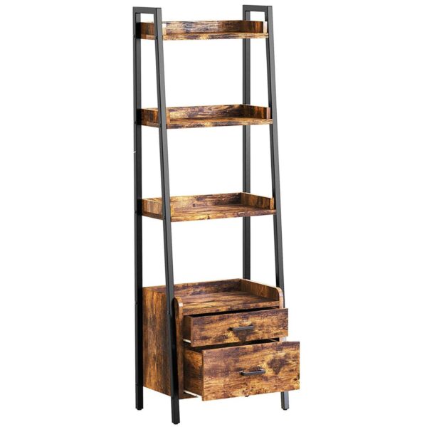 Fabato 4 Tier Display Bookcase With Ladder Shelves And Metal Frame