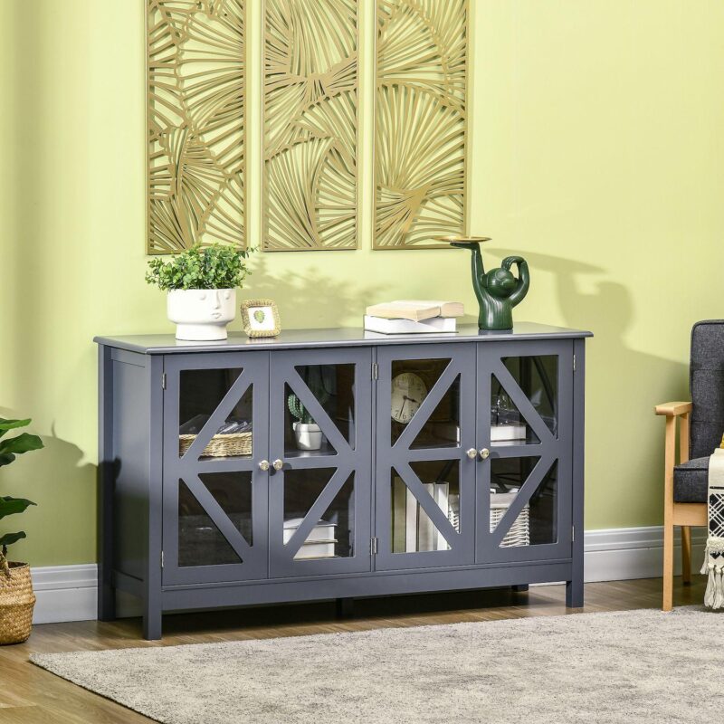 Farmhouse Kitchen Sideboard Buffet Table W/ Double Door Cabinet For Study Grey - Image 2