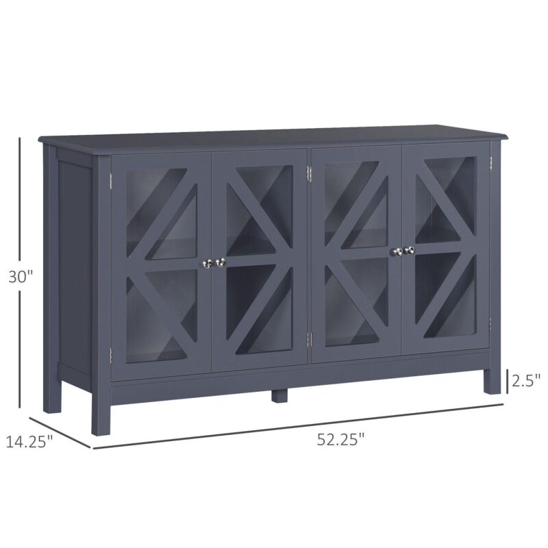 Farmhouse Kitchen Sideboard Buffet Table W/ Double Door Cabinet For Study Grey - Image 3