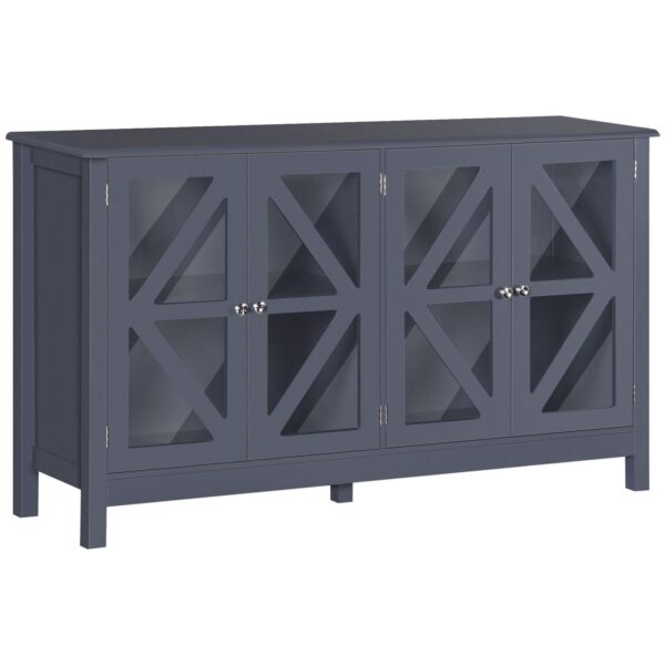 Farmhouse Kitchen Sideboard Buffet Table W/ Double Door Cabinet For Study Grey