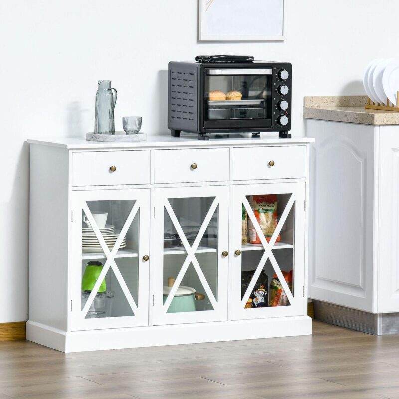 Farmhouse Style Kitchen Sideboard Serving Buffet Storage Cabinet W/ 3 Drawers - Image 3
