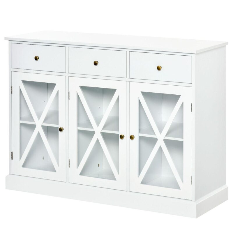 Farmhouse Style Kitchen Sideboard Serving Buffet Storage Cabinet W/ 3 Drawers - Image 2