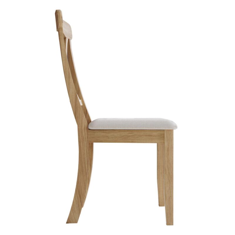 Farmhouse Wooden Dining Chair With Warm Grey Cover - Image 5