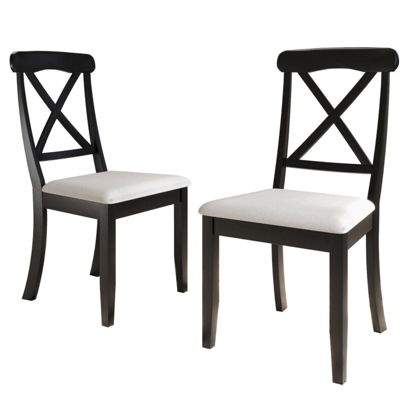 Farmhouse Wooden Dining Chair With Warm Grey Cover - Image 9