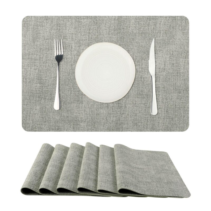 Faux Leather Placemats Set Of 6 Table Mats For Dining Room - Image 2