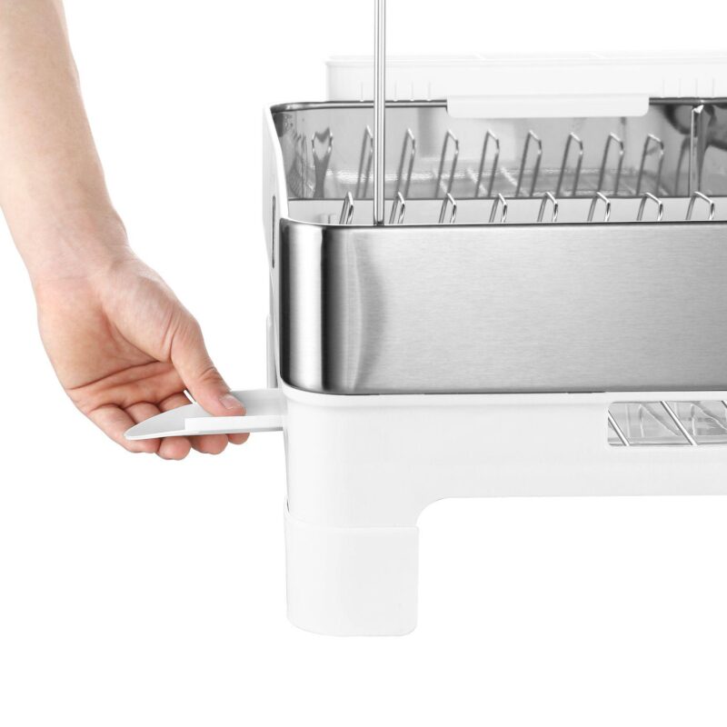 Fingerprint-proof Stainless Steel Dish Drying Rack, Swivel Spout Tray, Wine Glass Holder - Image 5